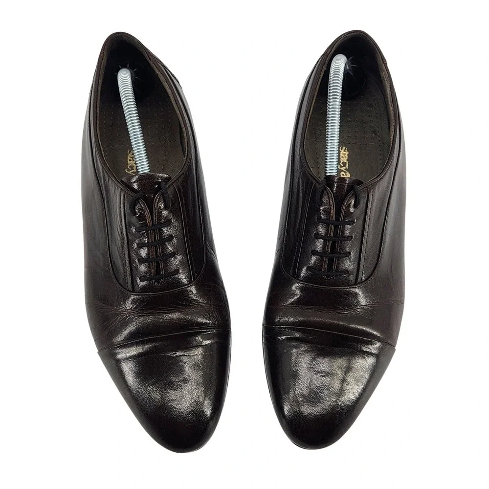 Stacy Adams Cap Toe Oxfords Mens 11 Brown Leather Dress Shoes Classic Office - Picture 8 of 8